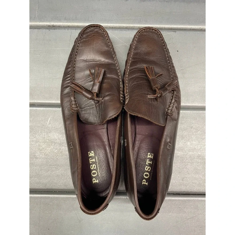 Poste Lavorazione Artigianale Loafers‎ Mens EU 42 US 9 Brown Leather Tassels